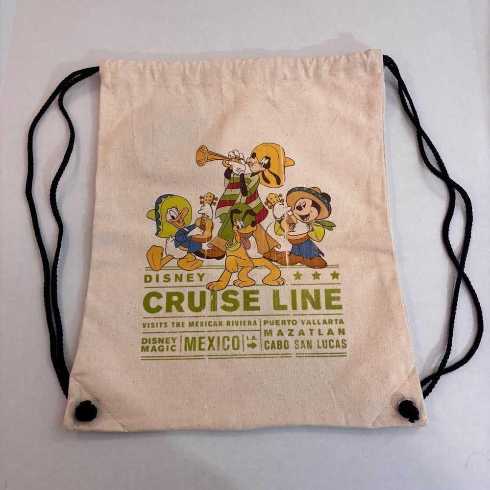 Disney Cruise Line, Linen Mexico Drawstring Bag, Disney Characters Mariachi Band